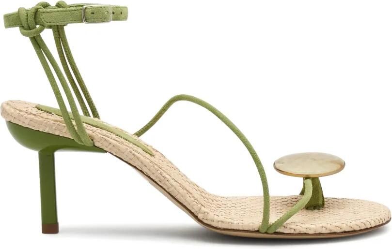 Christopher Esber Doma raffia sandalen verfraaid met stenen Groen
