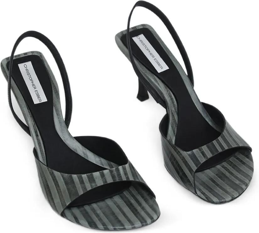 Christopher Esber Lila slingback pumps met streepprint Grijs - Foto 3