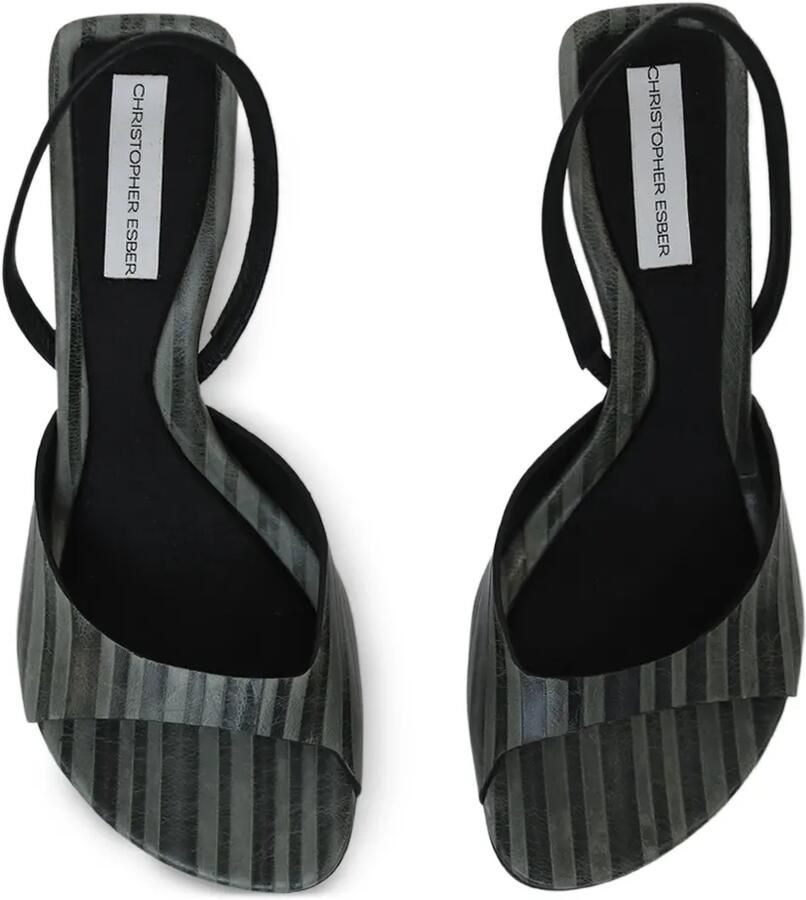 Christopher Esber Lila slingback pumps met streepprint Grijs - Foto 2