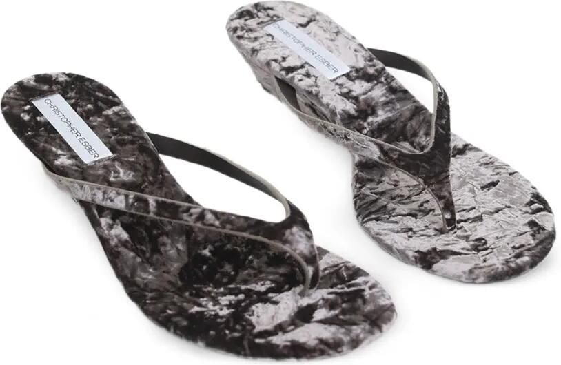 Christopher Esber Scala fluwelen sandalen met sleehak Grijs - Foto 3