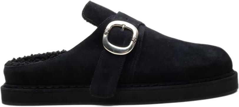 Chrome Hearts buckle-fastening suede clogs Zwart