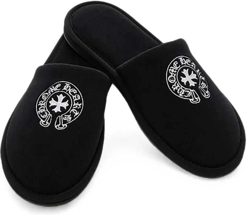 Chrome Hearts Hotel embroidered slippers Zwart