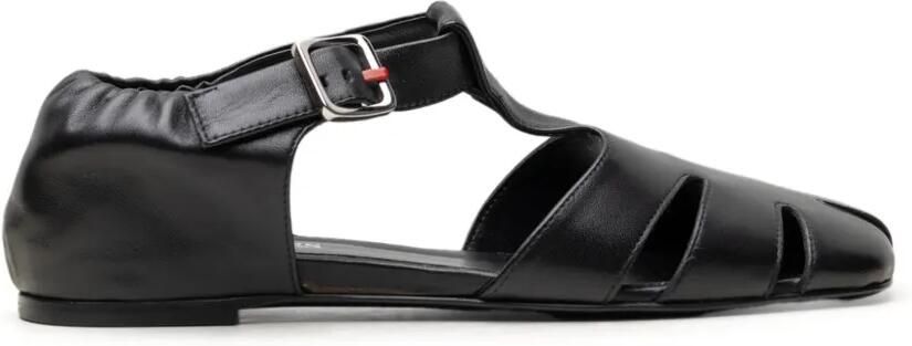 CHUCKIES Leren sandalen met uitgesneden details Zwart