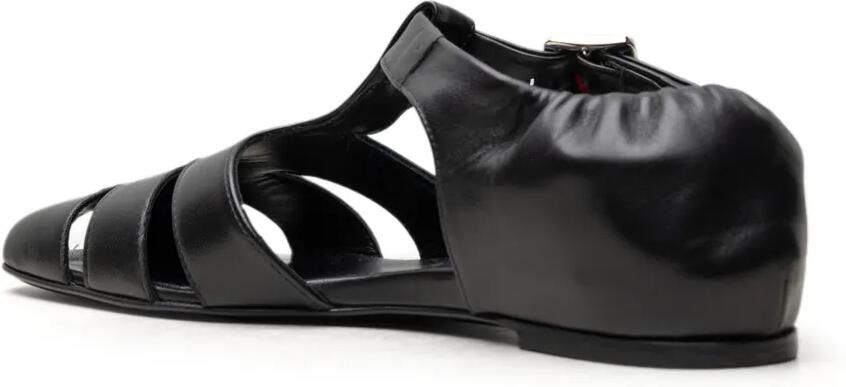 CHUCKIES Leren sandalen met uitgesneden details Zwart - Foto 2