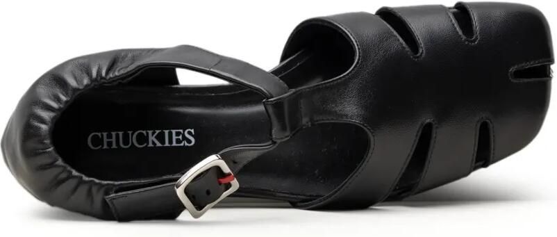 CHUCKIES Leren sandalen met uitgesneden details Zwart - Foto 4