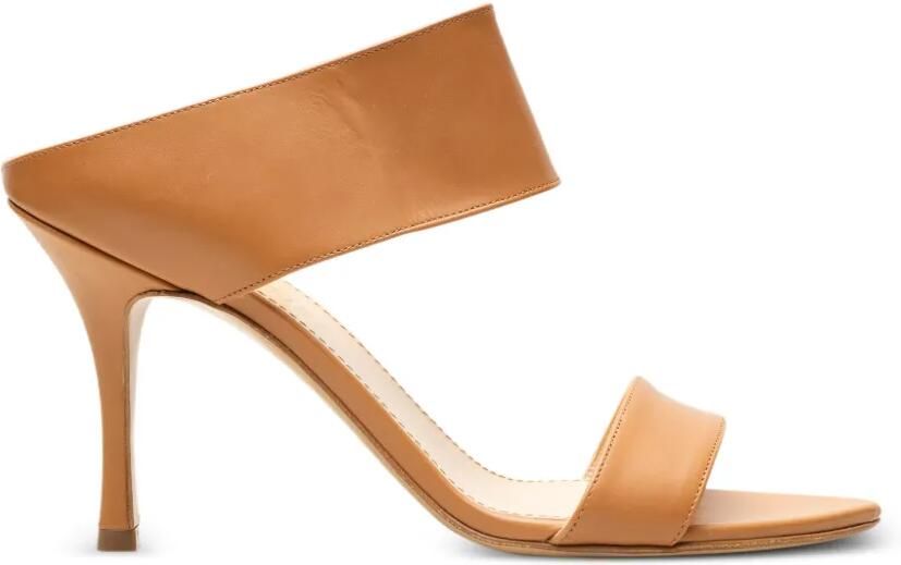 CHUCKIES Sandalen met dubbele bandjes en hak Bruin