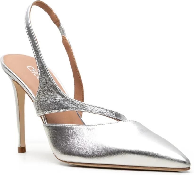 CHUCKIES Slingback pumps met metallic afwerking Zilver - Foto 3