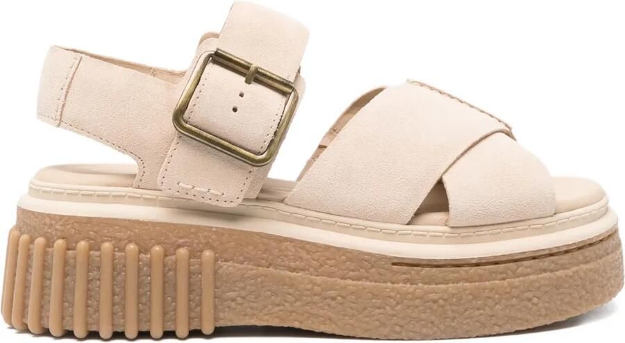Clarks 50 mm Evamar sandalen met plateauzool en gespsluiting Beige