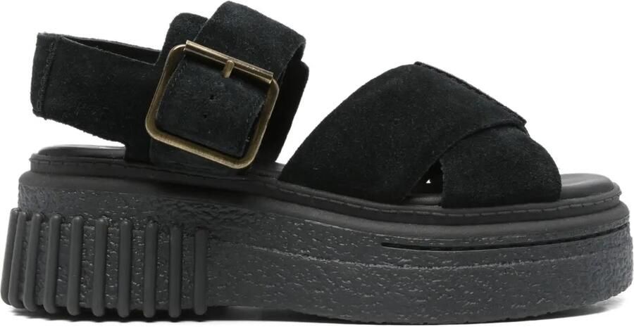 Clarks 50 mm Evamar sandalen met plateauzool en gespsluiting Zwart