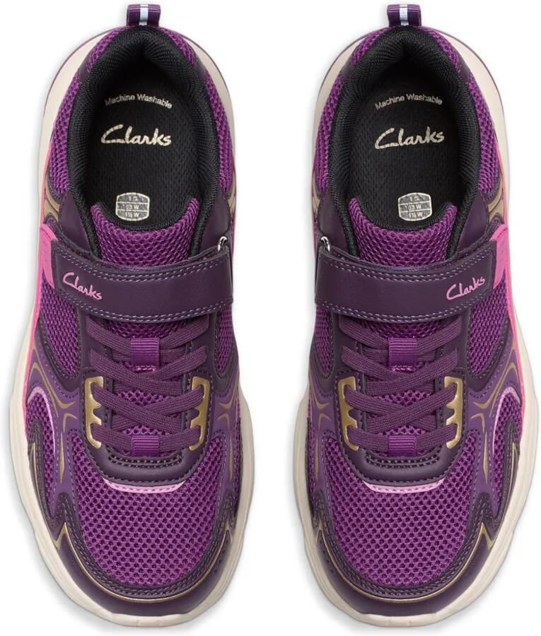 Clarks Kids Crafton Move sneakers met klittenband Paars - Foto 2