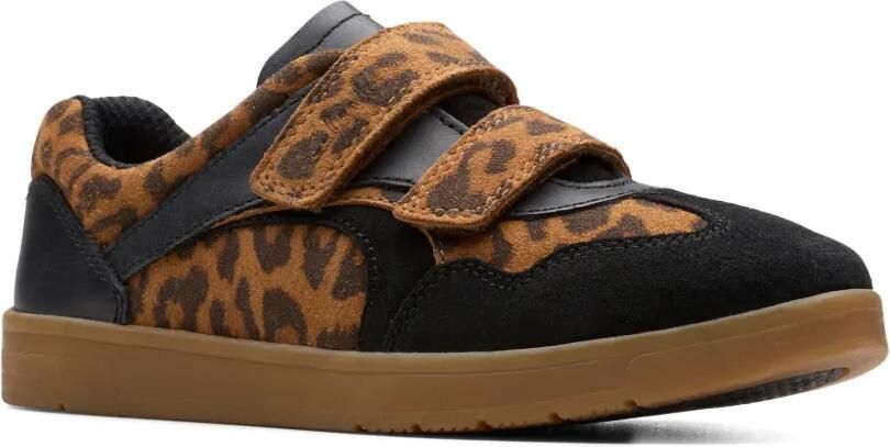 Clarks Kids Disco Vibe sneakers met luipaardprint Zwart