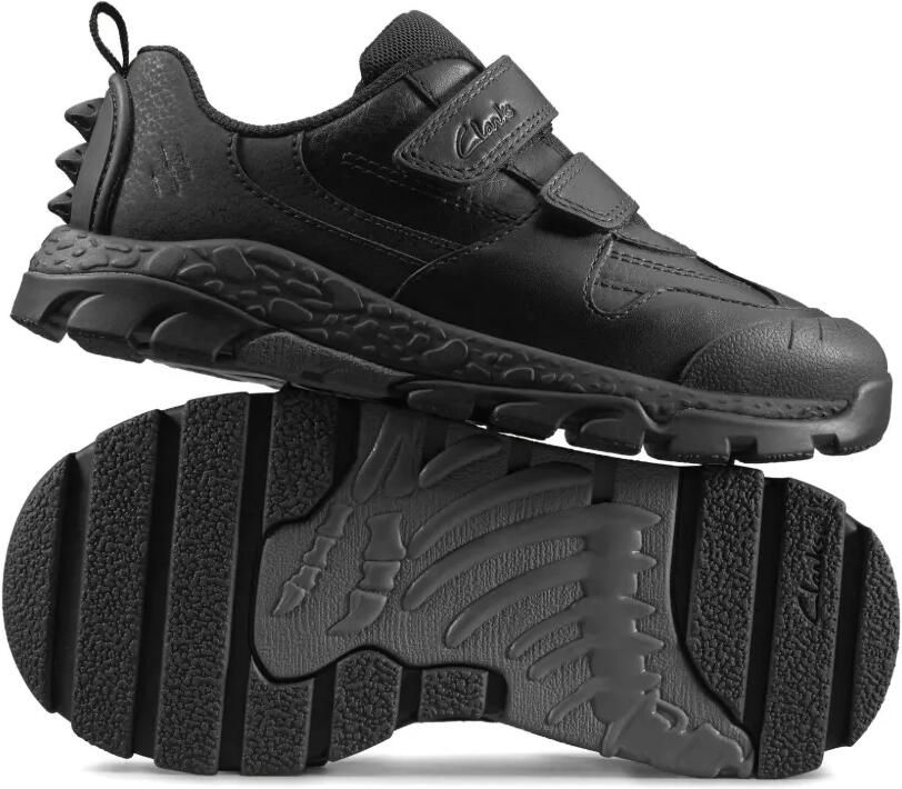 Clarks Kids Steggy 2 Pace sneakers met klittenband en spikes Zwart
