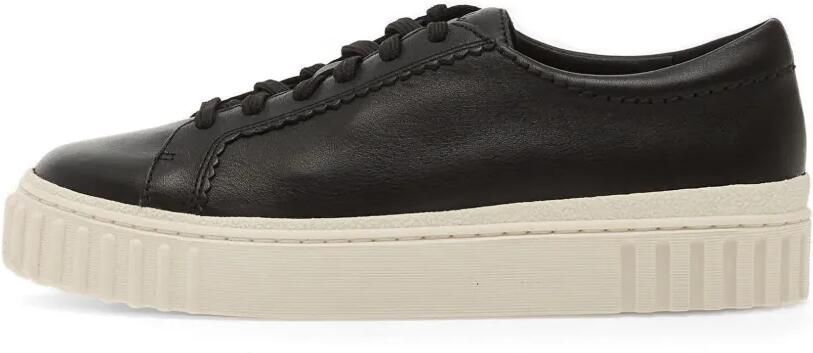 Clarks Mayhill Walk leren sneakers met plateauzool Zwart