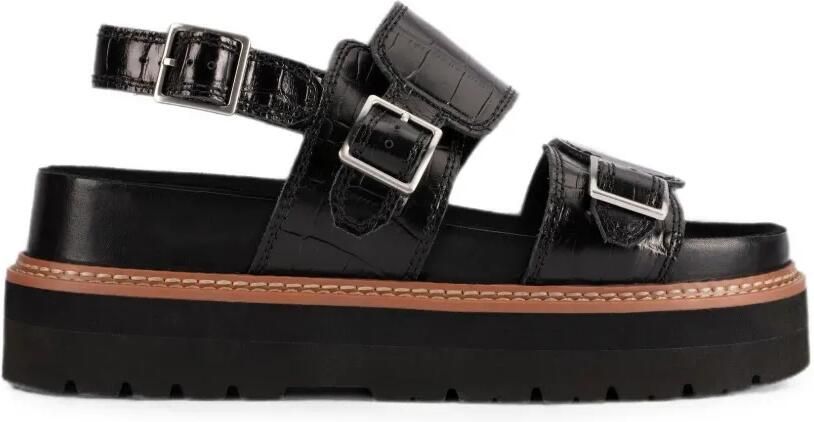 Clarks Originals Orianna Glide sandalen met plateauzool en krokodillen-reliëf Zwart