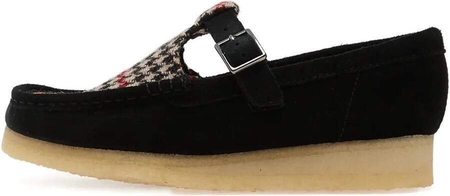 Clarks Originals T-Bar Wallabee sneakers met pied-de-poule print Zwart