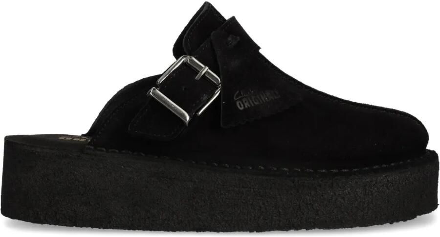 Clarks Originals Trek slippers met sleehak Zwart