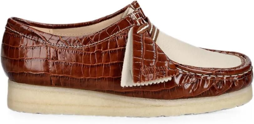 Clarks Originals Wallabee loafers met krokodillen-reliëf Bruin