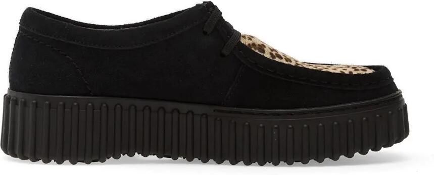 Clarks Torhill Bee suède sneakers met luipaardprint Zwart