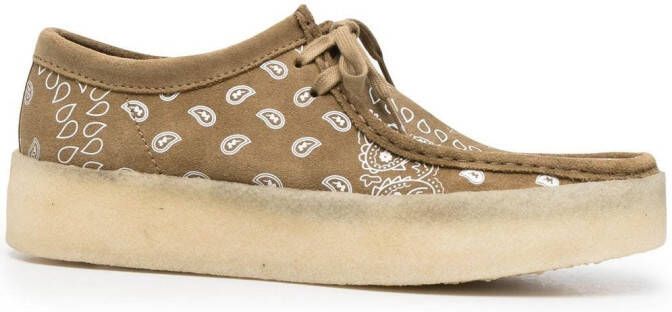 Clarks Originals Derby schoenen met bandanaprint Groen