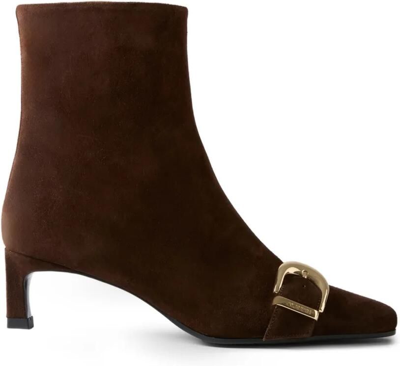Claudie Pierlot Enkellaarzen met puntige neus en gespdetail Bruin
