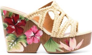 Clergerie Delia muiltjes met bloemenprint Beige