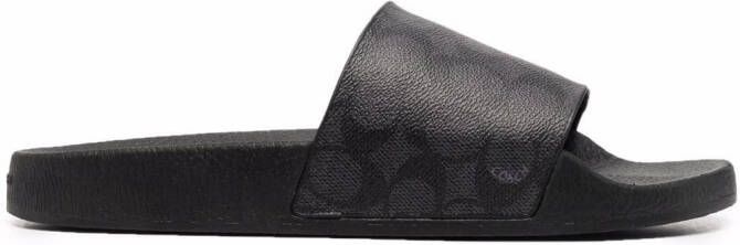Coach Signature gecoate canvas slippers Zwart