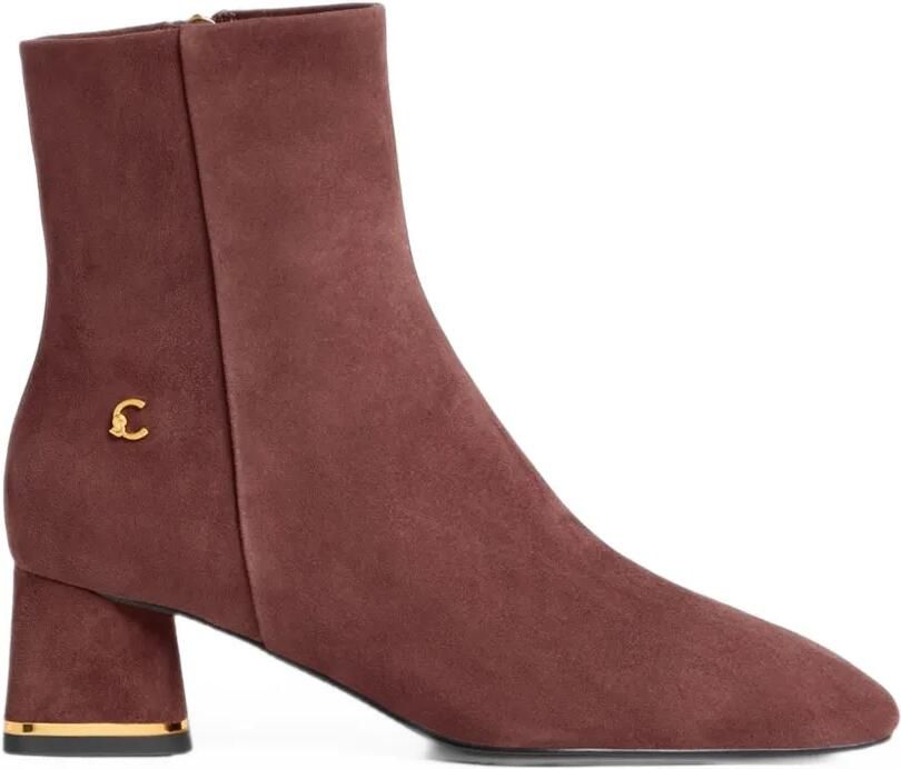 Coccinelle C-Everyday leren enkellaarzen met logo-plakkaat Bruin