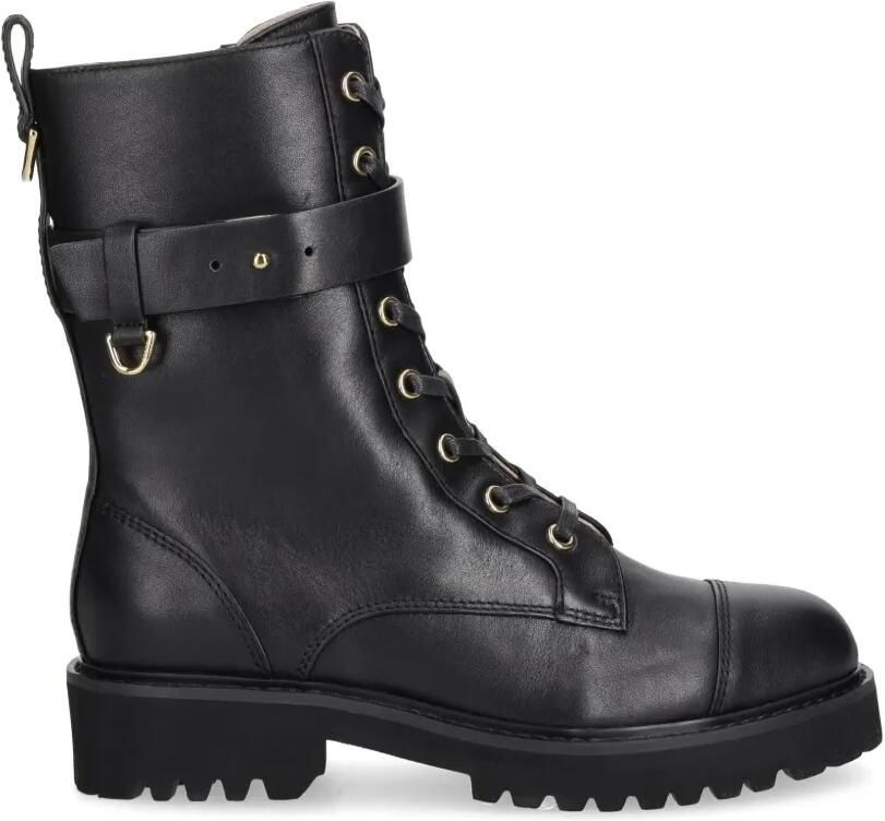 Coccinelle Combat boots met gespbandje en veters Zwart