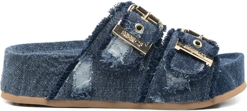 Colors Of California Gerafelde sandalen met gespsluiting Blauw