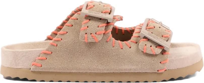 Colors Of California Leren sandalen met gesp en stiksels Beige - Foto 5
