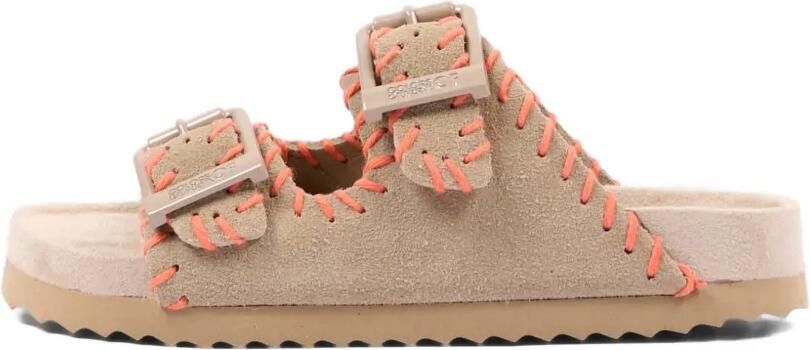 Colors Of California Leren sandalen met gesp en stiksels Beige - Foto 4