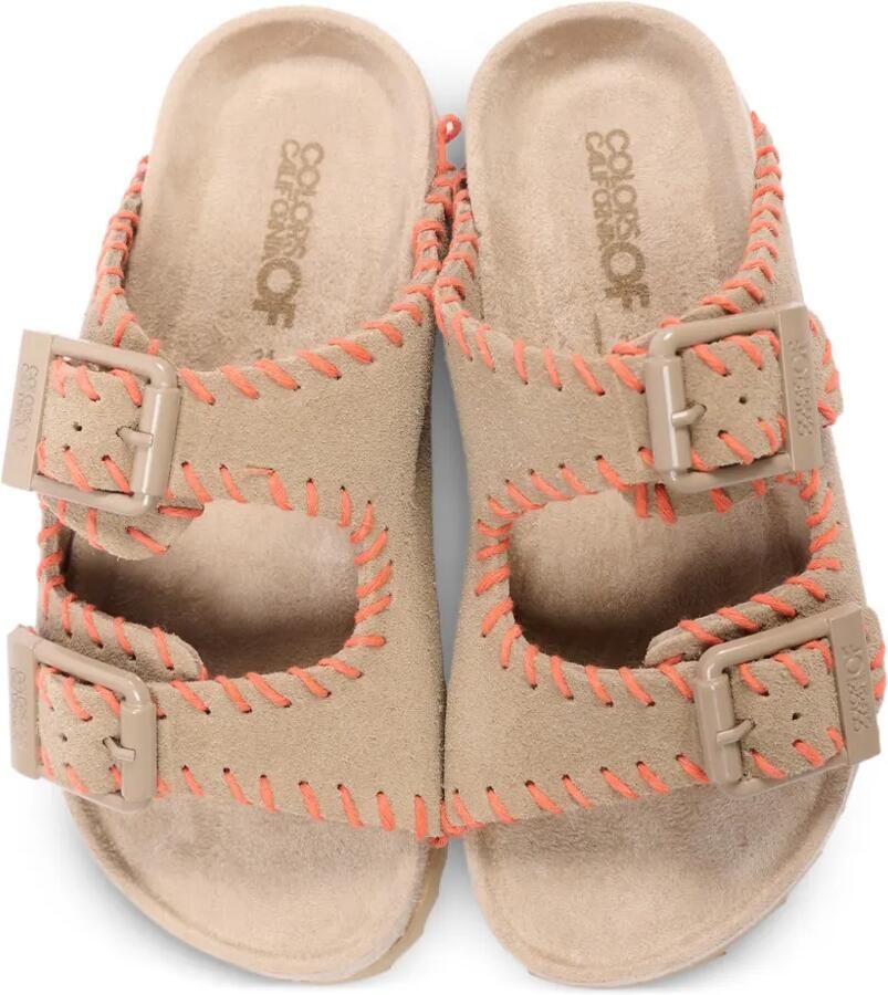Colors Of California Leren sandalen met gesp en stiksels Beige - Foto 2