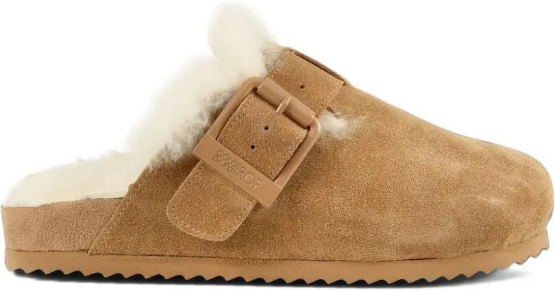 Colors Of California Slofi buckle-strap shearling-lined mules Beige