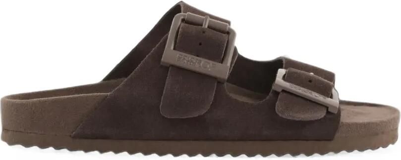 Colors Of California Slofi platte sandalen met gespsluiting Bruin