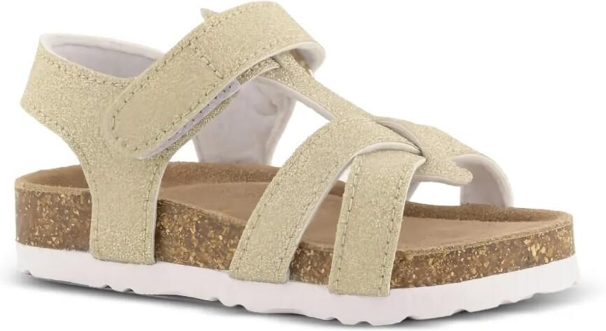 Colors Of California Slofik sandalen met klittenband en glitter Goud