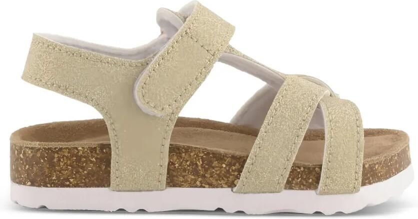 Colors Of California Slofik sandalen met klittenband en glitter Goud - Foto 3