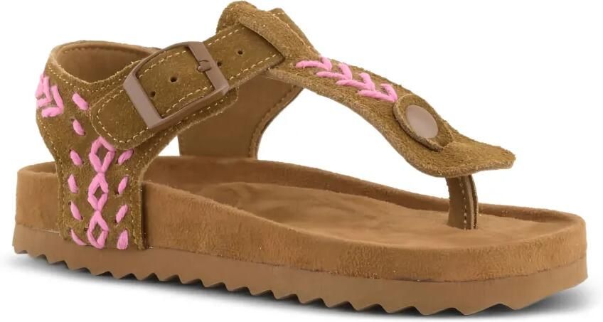 Colors Of California Slofik suède sandalen met borduurwerk Bruin
