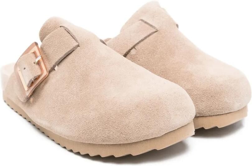 Colors Of California Suède slippers met gespsluiting Beige