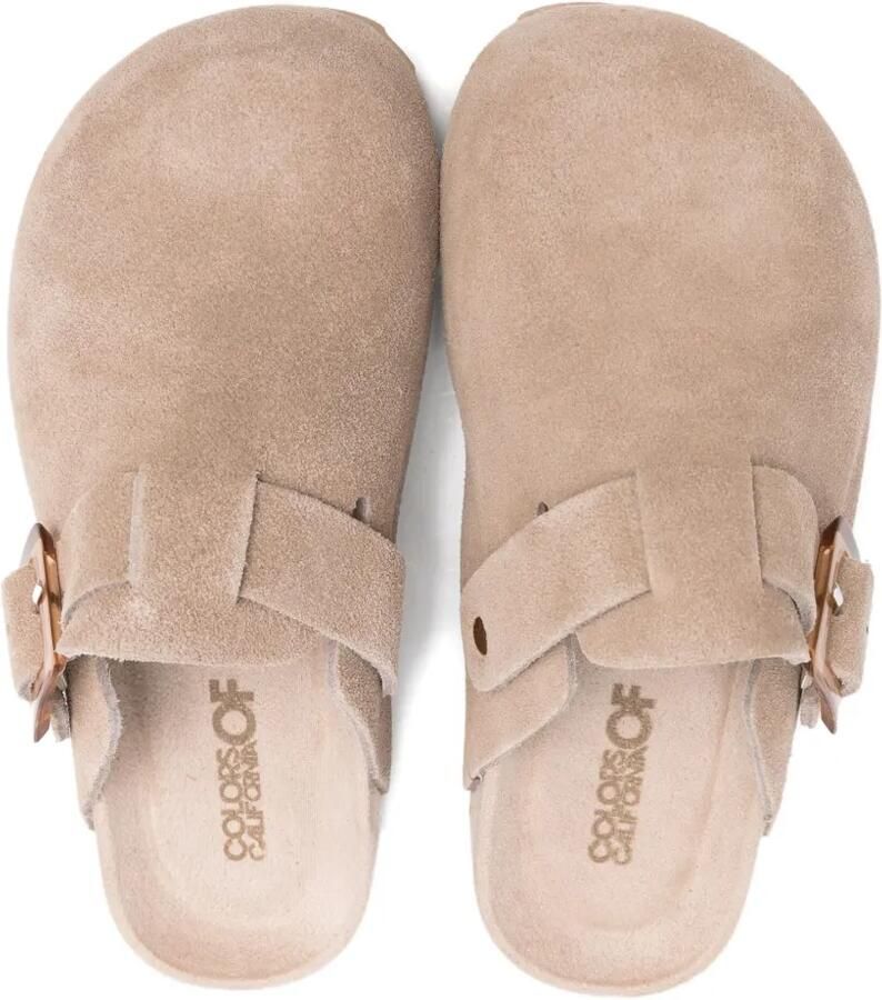 Colors Of California Suède slippers met gespsluiting Beige - Foto 2