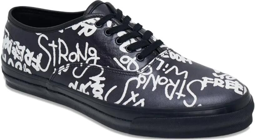 Comme Des Garçons Comme Des Garçons Leren sneakers met Message-print Zwart
