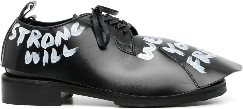 Comme des Garçons Homme Plus x Kids Love Gaite leren derby schoenen met tekst Zwart