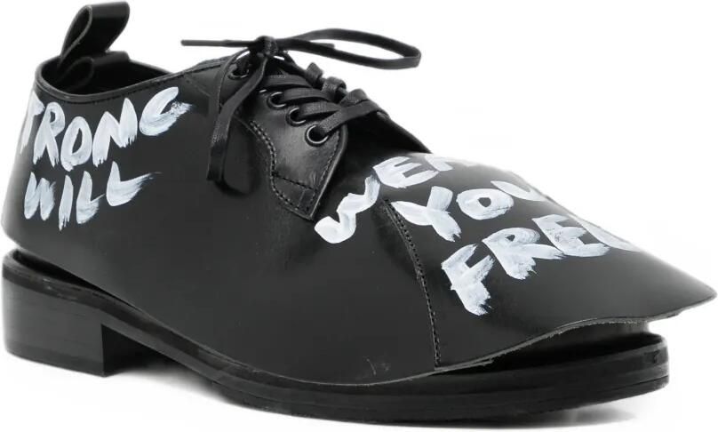 Comme des Garçons Homme Plus x Kids Love Gaite leren derby schoenen met tekst Zwart - Foto 2