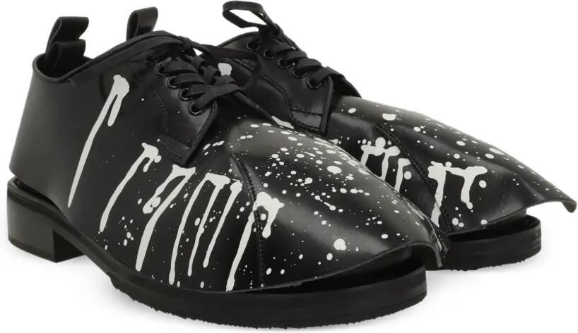 Comme des Garçons Homme Plus x Kids Love Gaite derby schoenen met afneembare overschoen en verfspatten Zwart - Foto 4