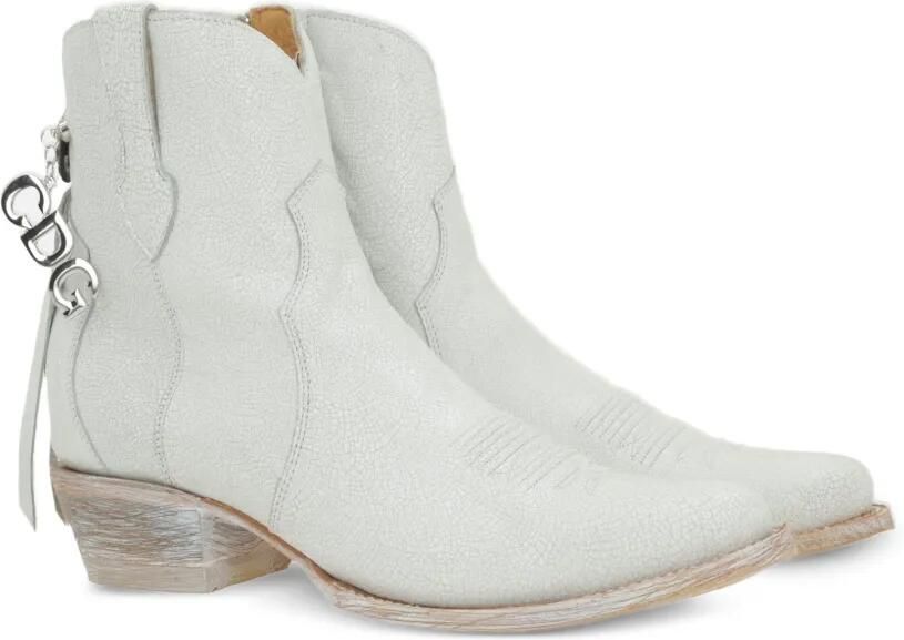 Comme Des Garçons Laarzen met gebarsten effect en Western-stijl Wit - Foto 3