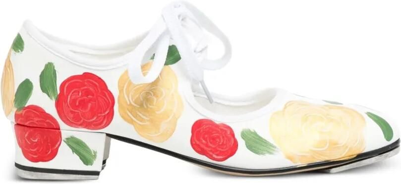 Comme Des Garçons Pumps met bloemenprint en veters Wit