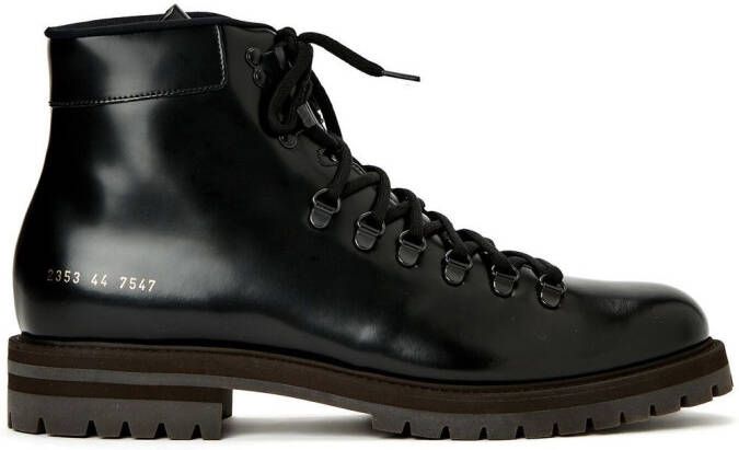 Common Projects Leren veterlaarzen Zwart