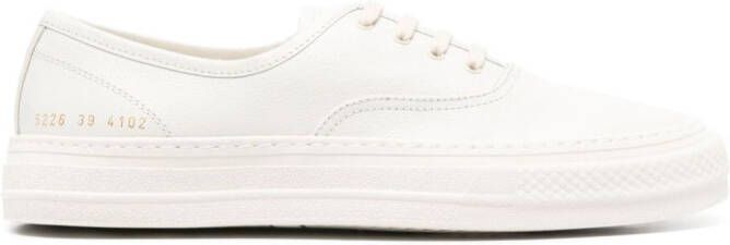 Common Projects logo-print leather sneakers Beige
