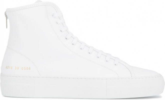 Common Projects White tournament Leather hi top sneakers Wit