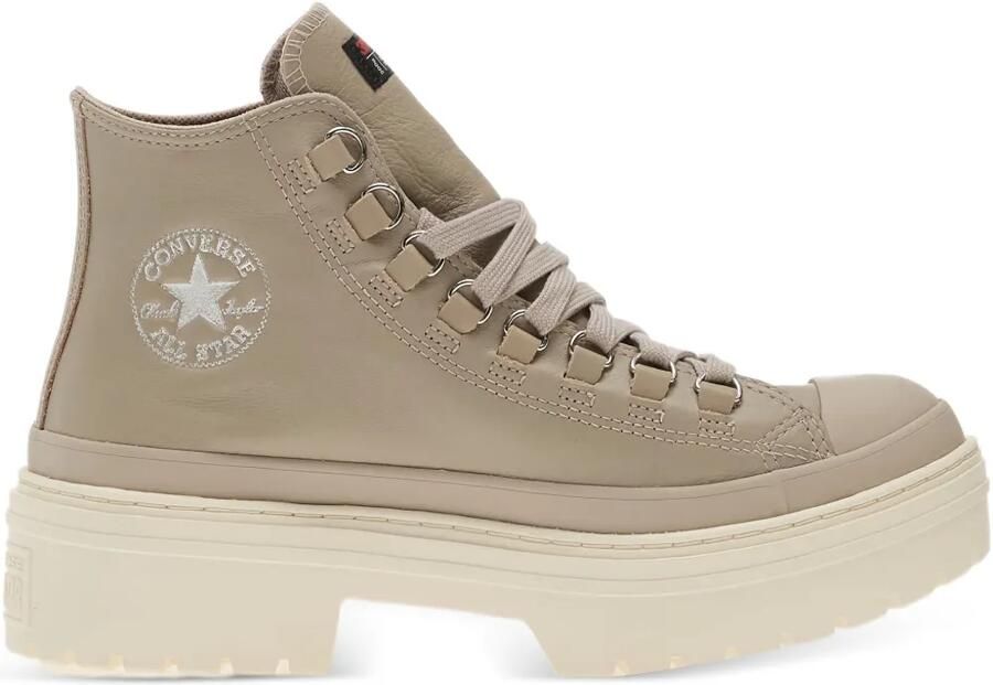 Converse Chuck Taylor All Star leren laarzen met plateauzool Beige