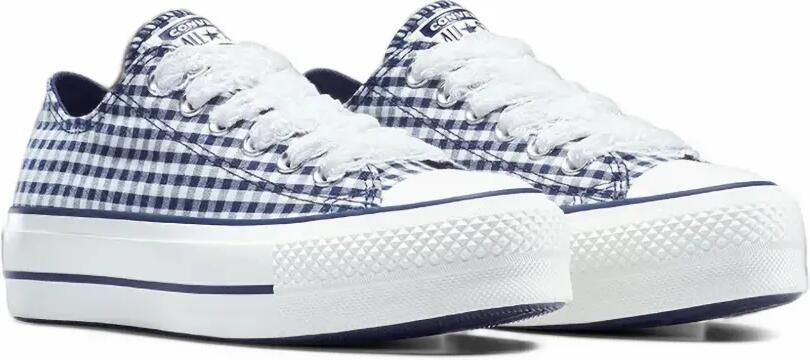 Converse Chuck Taylor lift platform gingham sneakers Blauw